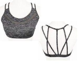 Victoria's Secret VSX Sport Gray White Black Burnout Strappy Mesh Workout Bra S